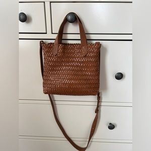 Madewell small transport crossbody bag woven purse brown